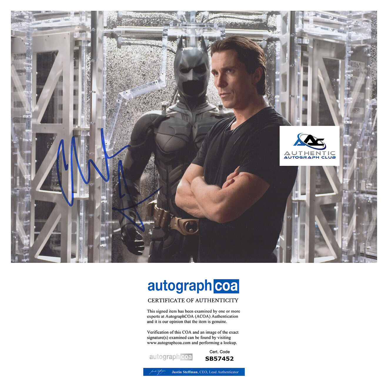 CHRISTIAN BALE AUTOGRAPH SIGNED 12x18 PHOTO BATMAN THE DARK KNIGHT ACOA