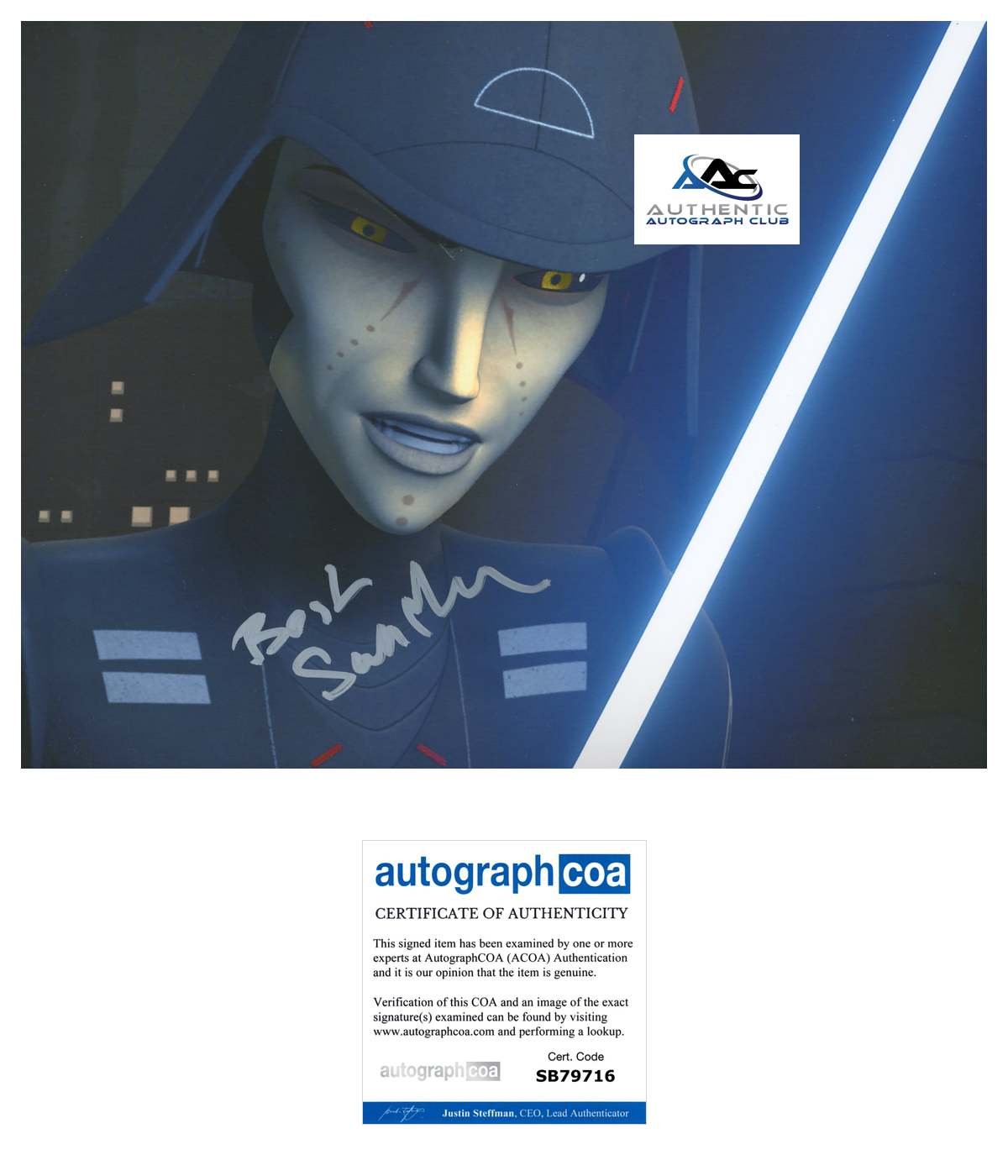 SARAH MICHELLE GELLAR AUTOGRAPH SIGNED 8X10 PHOTO STAR WARS REBELS ACOA