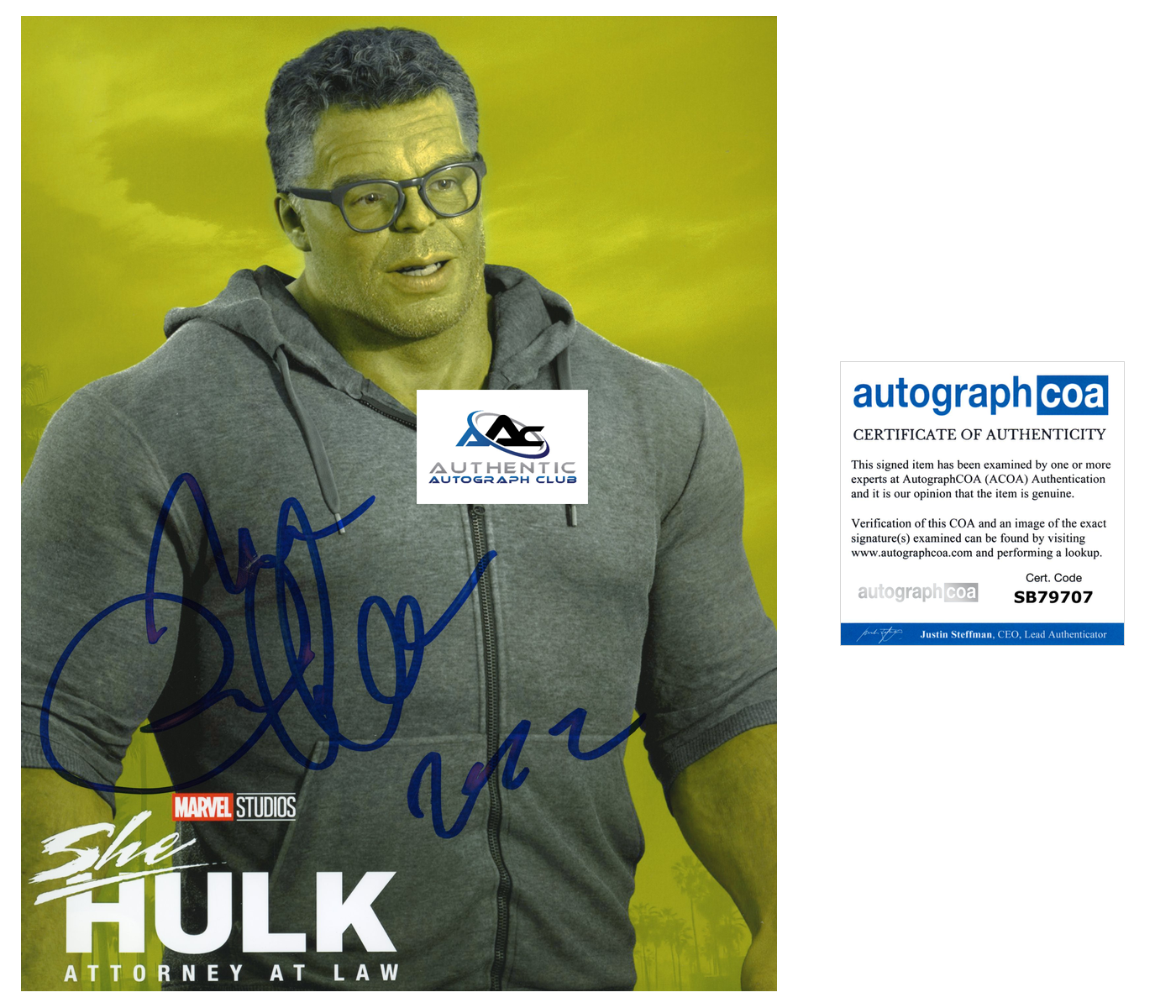 MARK RUFFALO AUTOGRAPH SIGNED 8x10 PHOTO AVENGERS HULK BRUCE BANNER SHE HULK COA