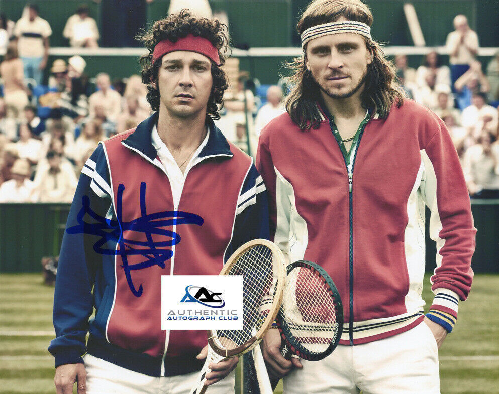 SHIA LABEOUF AUTOGRAPH SIGNED 8x10 PHOTO JOHN MCENROE COA