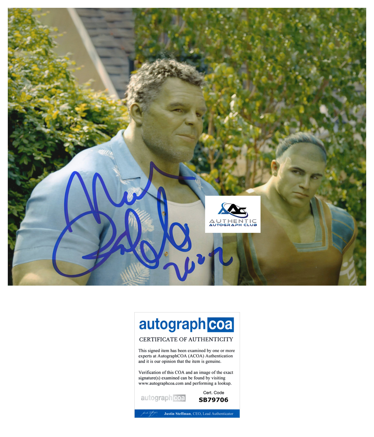 MARK RUFFALO AUTOGRAPH SIGNED 8x10 PHOTO AVENGERS HULK BRUCE BANNER SHE HULK COA