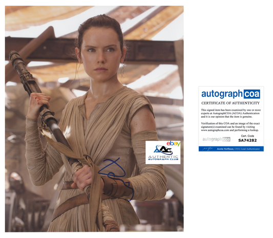 DAISY RIDLEY AUTOGRAPH SIGNED 11x14 PHOTO STAR WARS REY FORCE AWAKENS ACOA