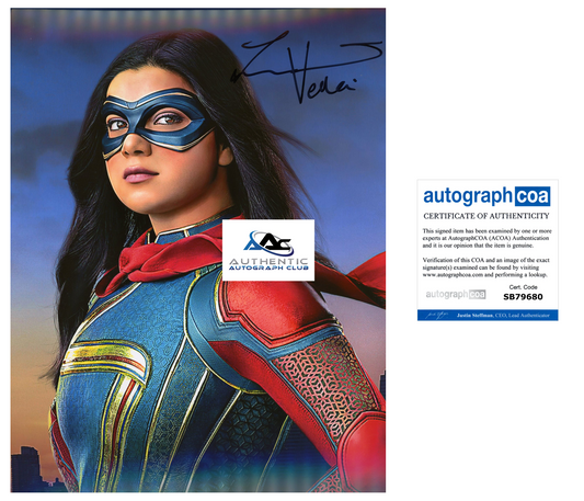 IMAN VELLANI AUTOGRAPH SIGNED 8X10 PHOTO MS MARVEL ACOA