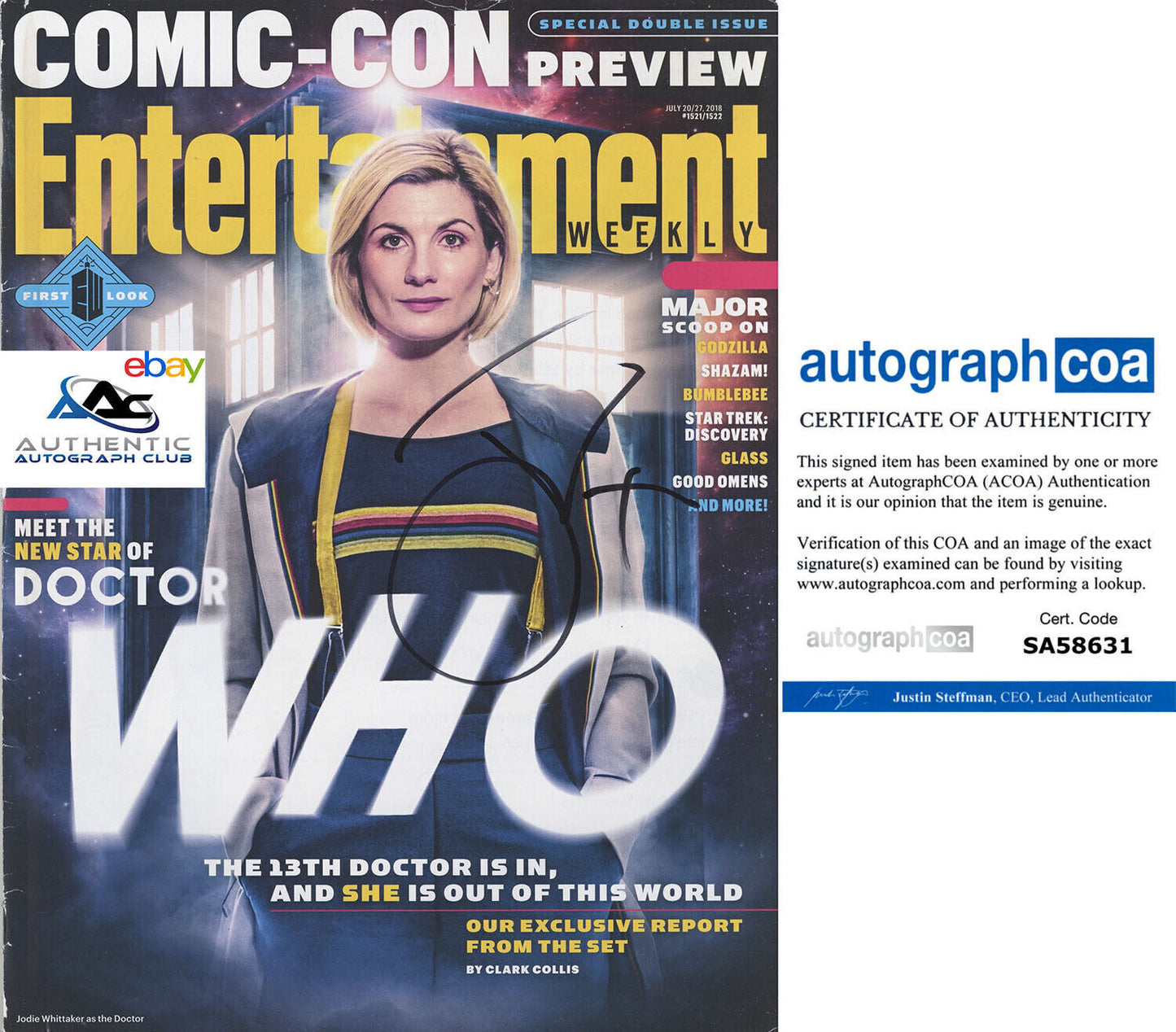 JODIE WHITTAKER AUTOGRAPH SIGNED 8X10 PHOTO DR WHO ACOA