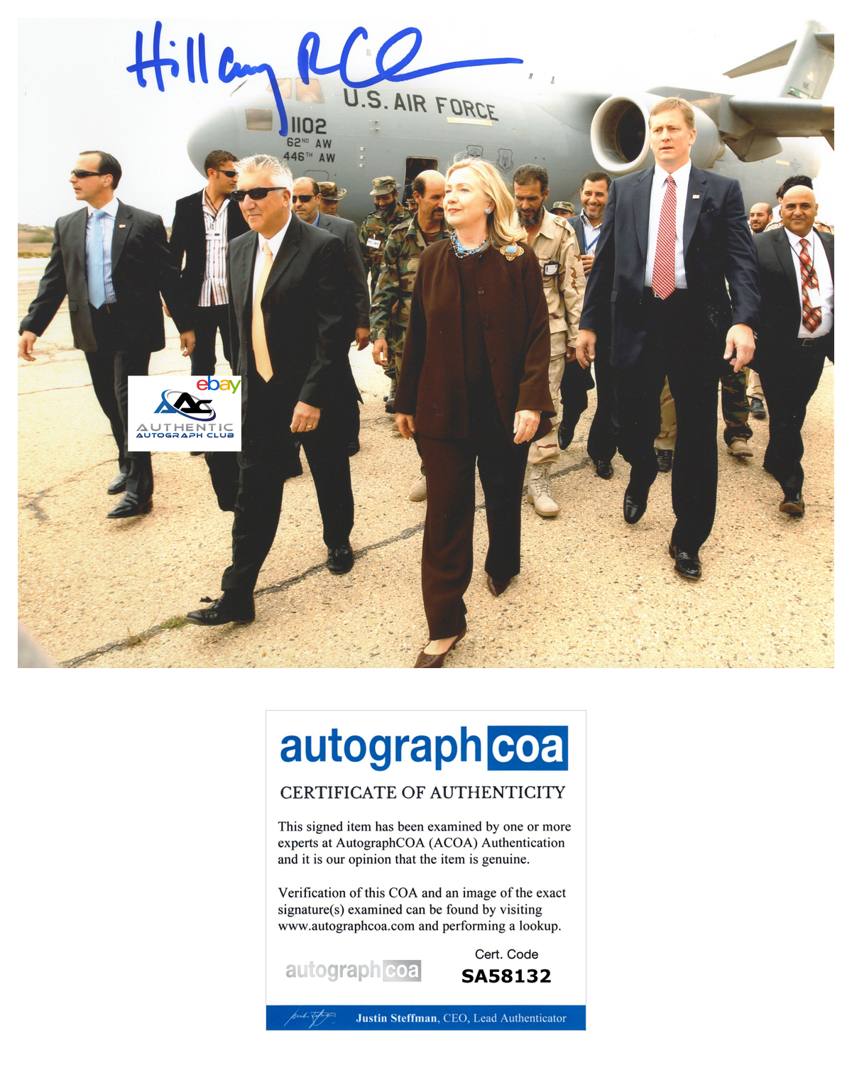 HILLARY CLINTON AUTOGRAPH SIGNED 8x10 PHOTO ACOA