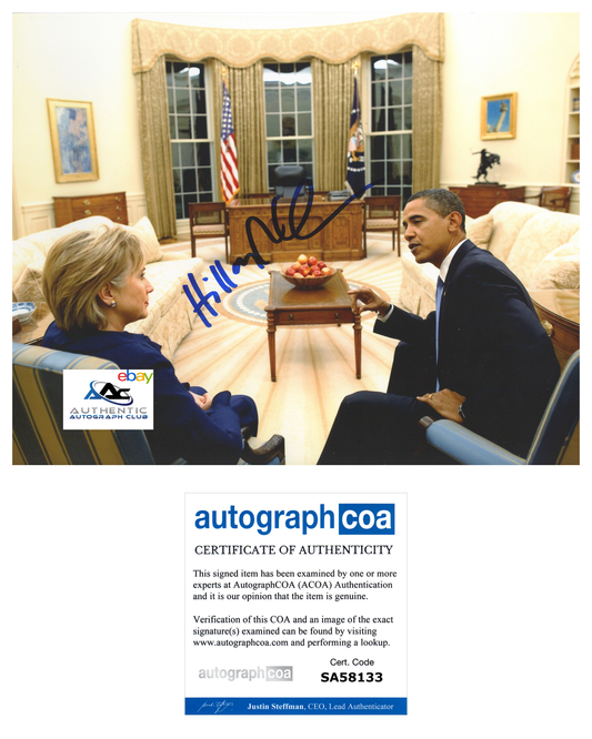 HILLARY CLINTON AUTOGRAPH SIGNED 8x10 PHOTO ACOA