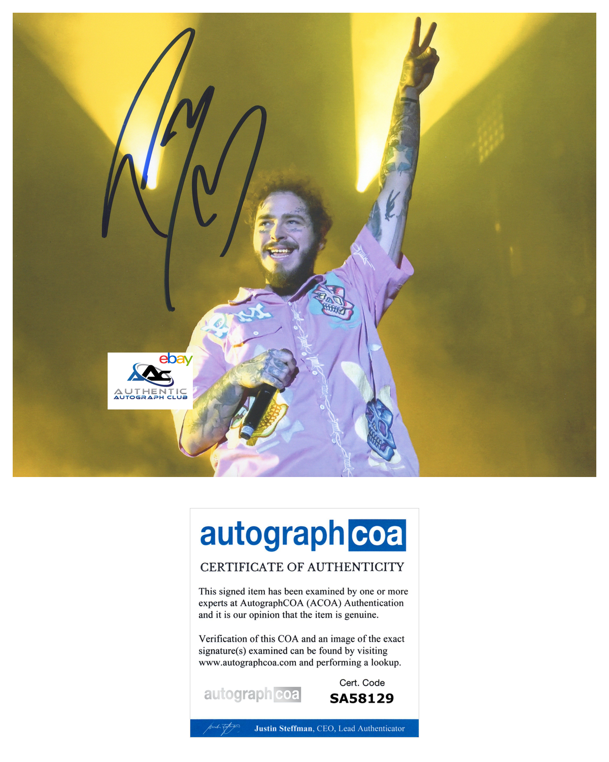 POST MALONE AUTOGRAPH SIGNED 8x10 PHOTO RAPPER SINGER ACOA