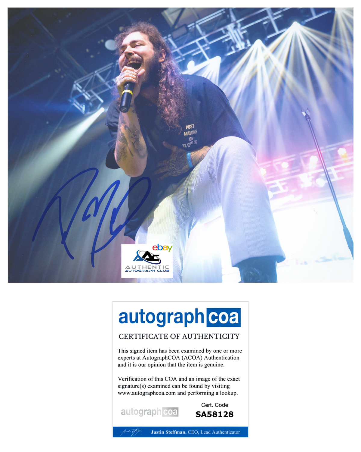 POST MALONE AUTOGRAPH SIGNED 8x10 PHOTO RAPPER SINGER ACOA