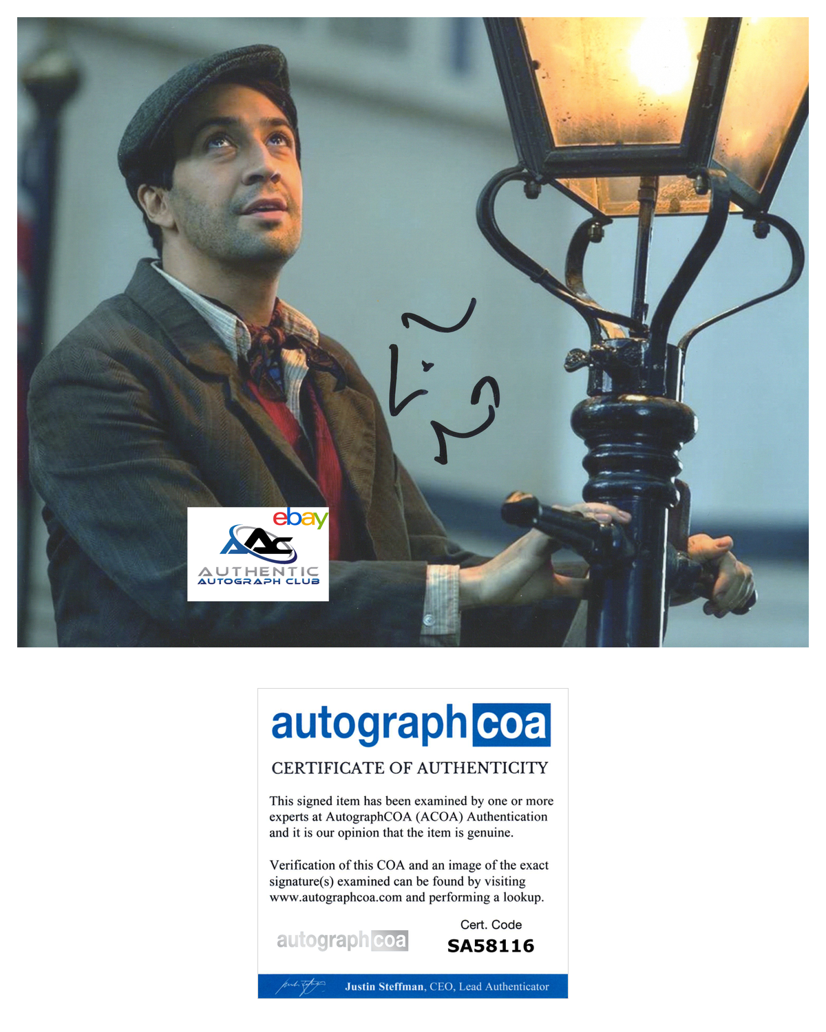 LIN MANUEL MIRANDA AUTOGRAPH SIGNED 8x10 PHOTO MARY POPPINS ACOA