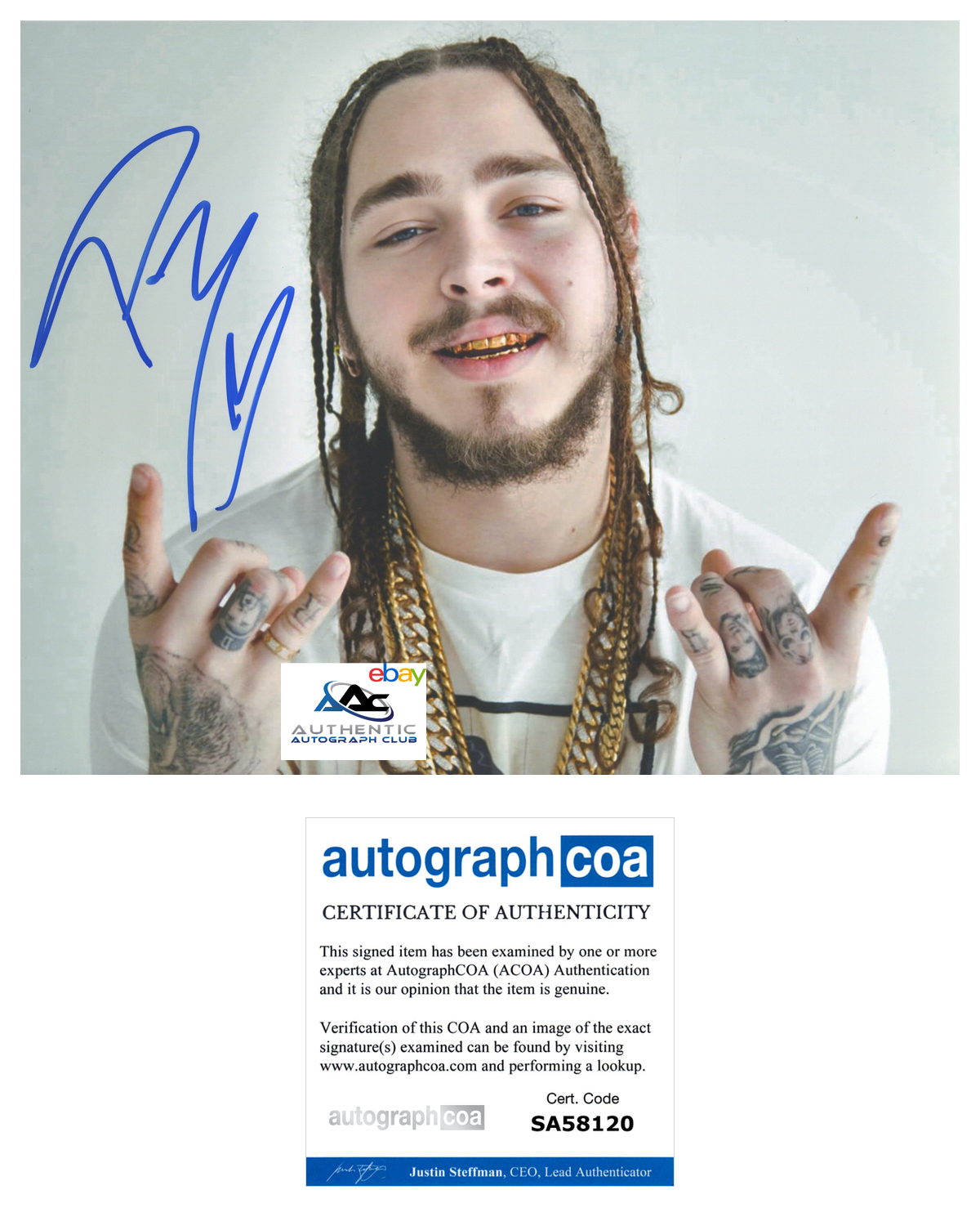 POST MALONE AUTOGRAPH SIGNED 8x10 PHOTO RAPPER SINGER ACOA