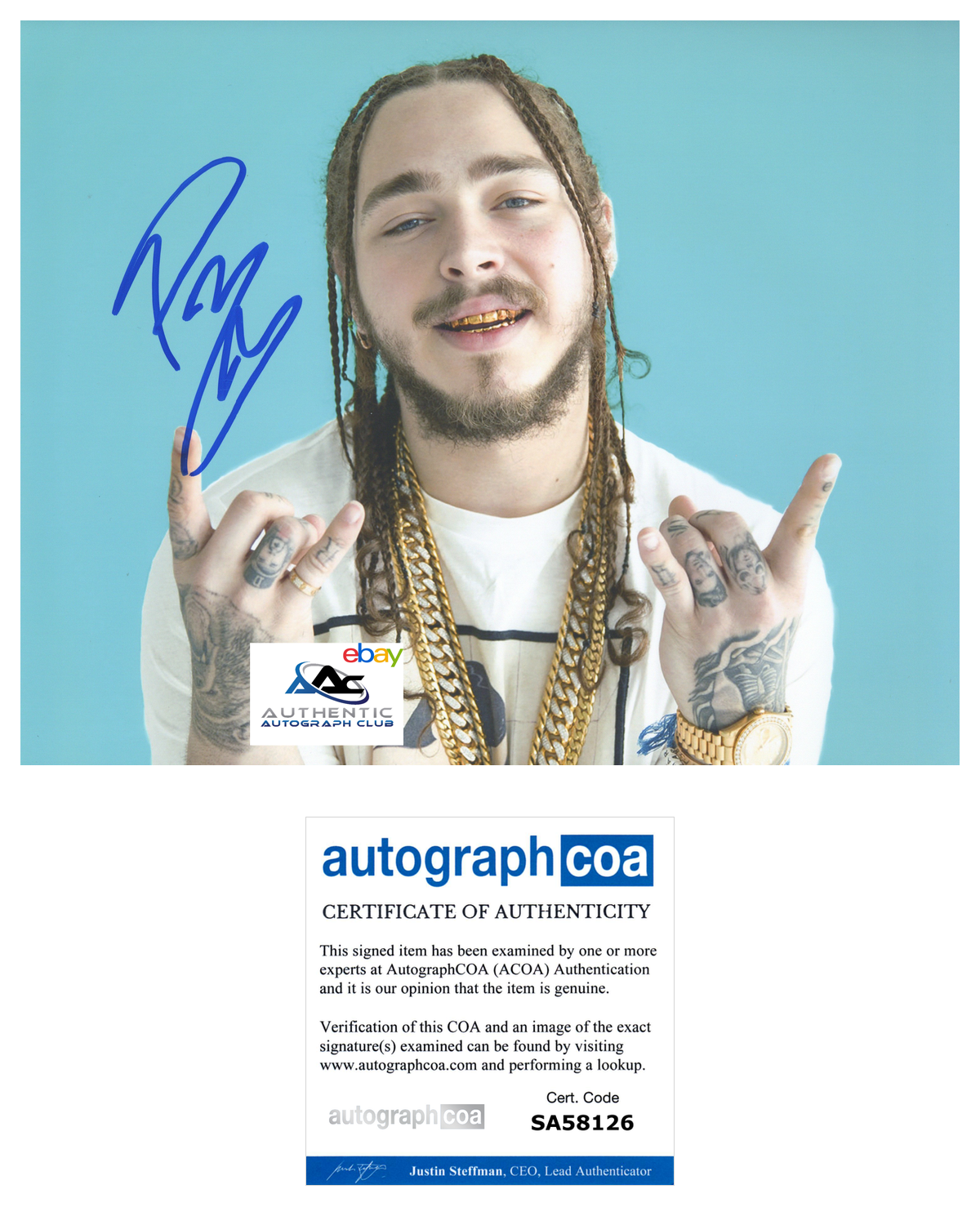 POST MALONE AUTOGRAPH SIGNED 8x10 PHOTO RAPPER SINGER ACOA