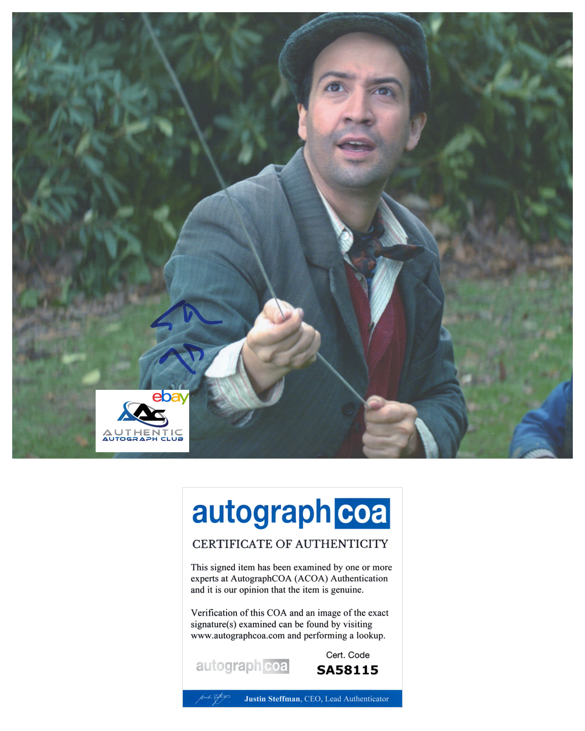 LIN MANUEL MIRANDA AUTOGRAPH SIGNED 8x10 PHOTO MARY POPPINS ACOA