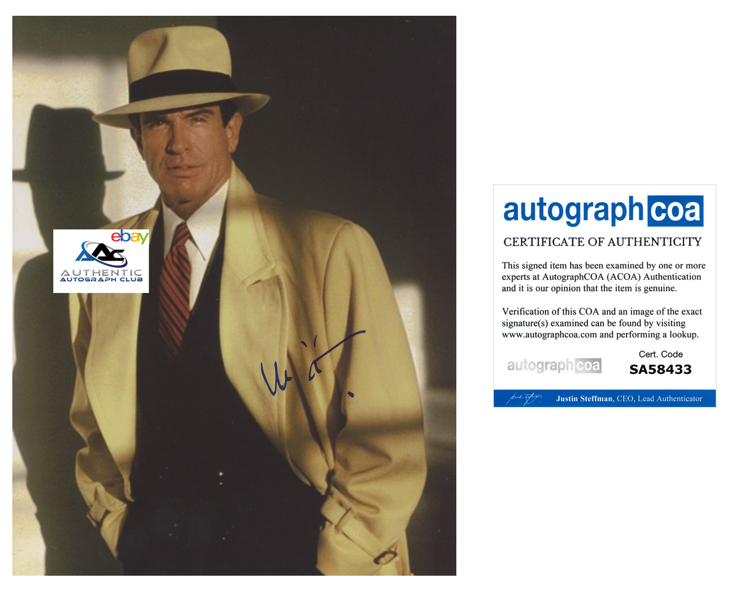 WARREN BEATTY AUTOGRAPH SIGNED 8x10 PHOTO DICK TRACY LA LA LAND FLUB ACOA