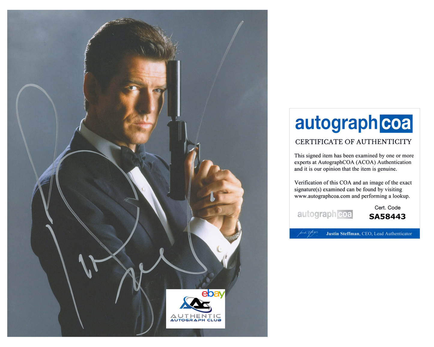 PIERCE BROSNAN AUTOGRAPH SIGNED 8x10 PHOTO JAMES BOND 007 GOLDENEYE ACOA