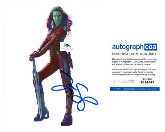 ZOE SALDANA AUTOGRAPH SIGNED 8x10 PHOTO GAMORA GUARDIANS OF THE GALAXY GOTG ACOA