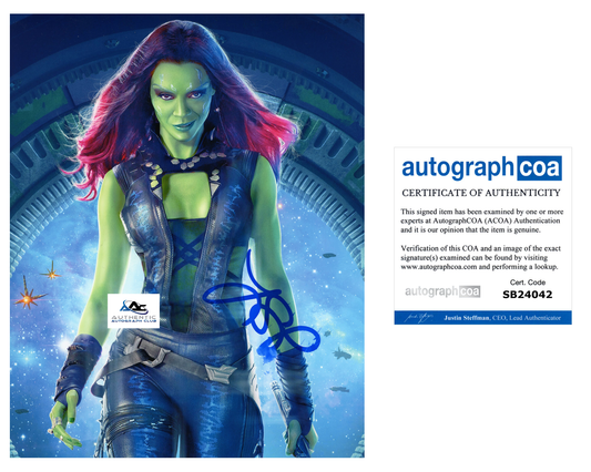 ZOE SALDANA AUTOGRAPH SIGNED 8x10 PHOTO GAMORA GUARDIANS OF THE GALAXY GOTG ACOA