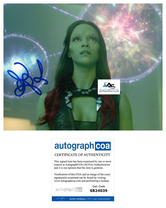 ZOE SALDANA AUTOGRAPH SIGNED 8x10 PHOTO GAMORA GUARDIANS OF THE GALAXY ACOA