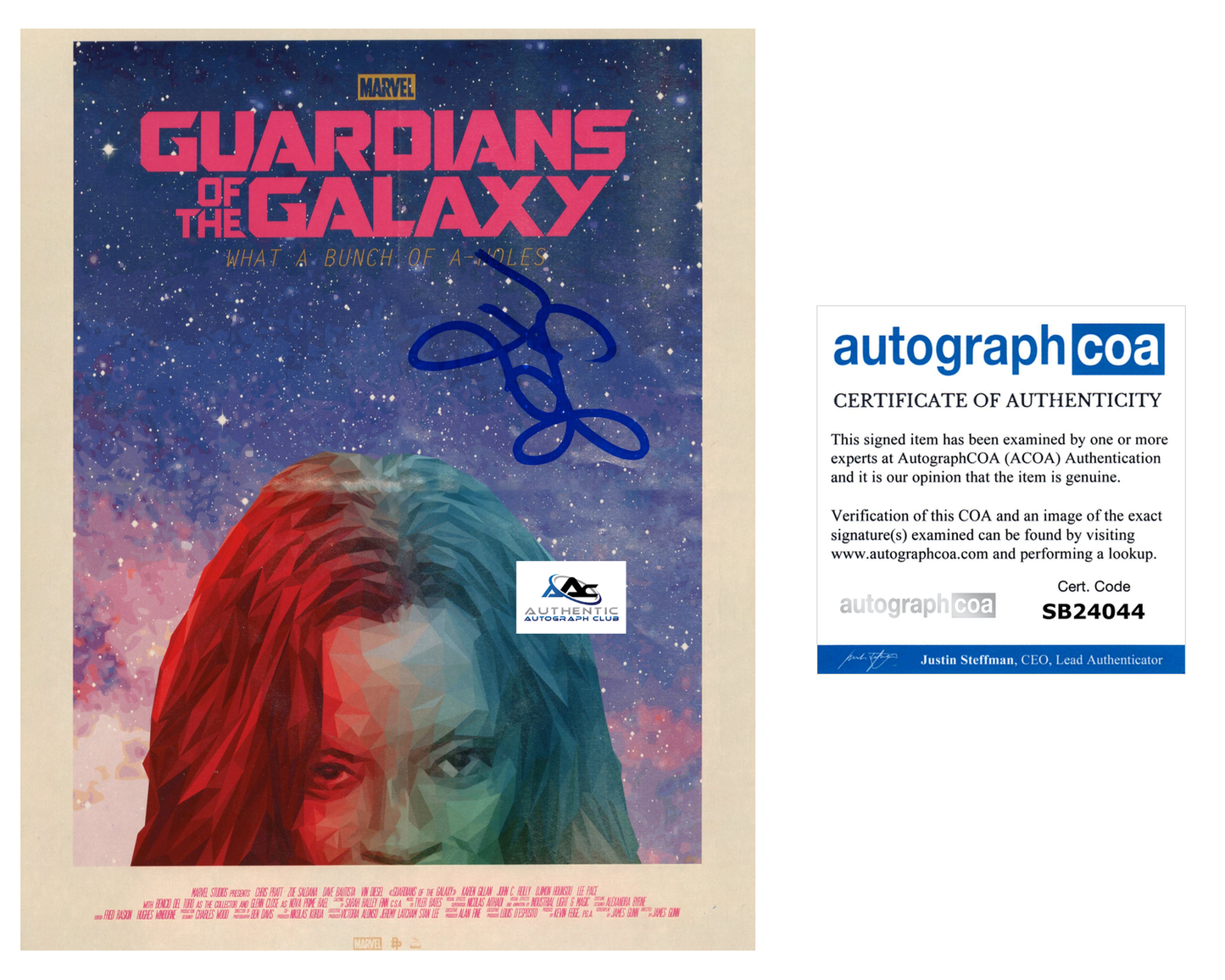 ZOE SALDANA AUTOGRAPH SIGNED 8x10 PHOTO GAMORA GUARDIANS OF THE GALAXY GOTG ACOA