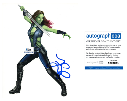 ZOE SALDANA AUTOGRAPH SIGNED 8x10 PHOTO GAMORA GUARDIANS OF THE GALAXY GOTG ACOA