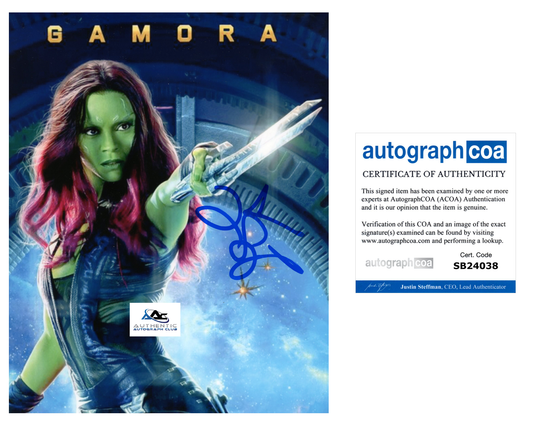 ZOE SALDANA AUTOGRAPH SIGNED 8x10 PHOTO GAMORA GUARDIANS OF THE GALAXY ACOA