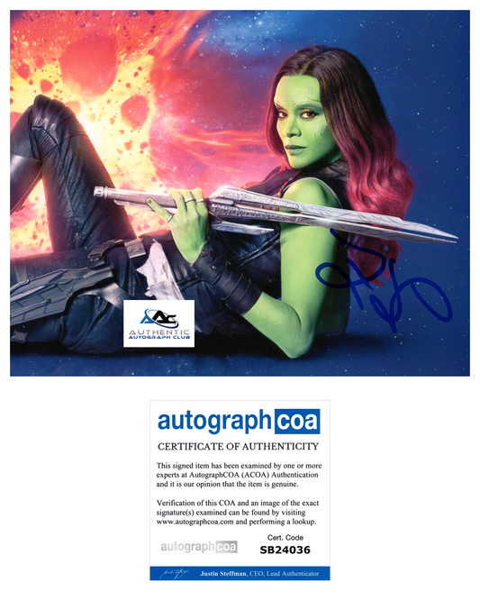 ZOE SALDANA AUTOGRAPH SIGNED 8x10 PHOTO GAMORA GUARDIANS OF THE GALAXY ACOA