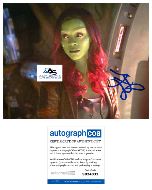 ZOE SALDANA AUTOGRAPH SIGNED 8x10 PHOTO GAMORA GUARDIANS OF THE GALAXY ACOA