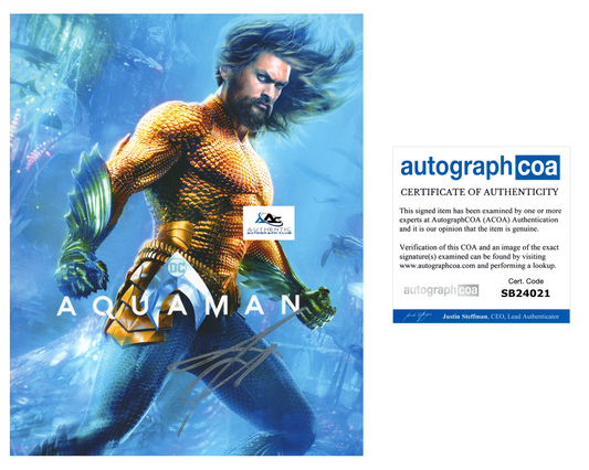 JASON MOMOA AUTOGRAPH SIGNED 8x10 PHOTO AQUAMAN JUSTICE LEAGUE ACOA