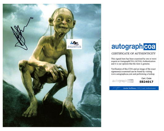 ANDY SERKIS AUTOGRAPH SIGNED 8x10 PHOTO GOLLUM SMEAGOL LORD OF THE RINGS ACOA