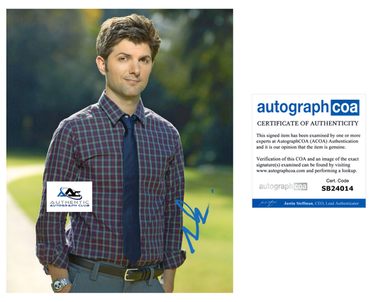 ADAM SCOTT AUTOGRAPH SIGNED 8X10 PHOTO PARKS AND RECREATION ACOA