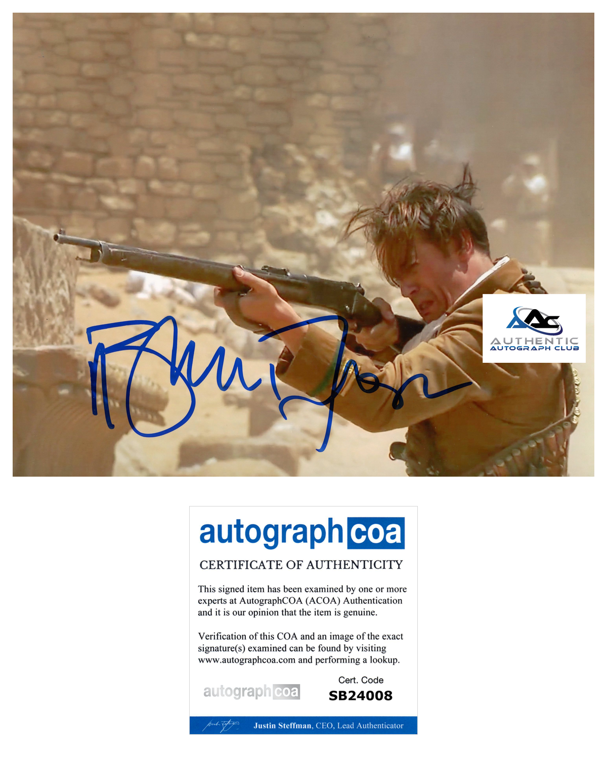 BRENDAN FRASER AUTOGRAPH SIGNED 8X10 PHOTO THE MUMMY FULL NAME ACOA