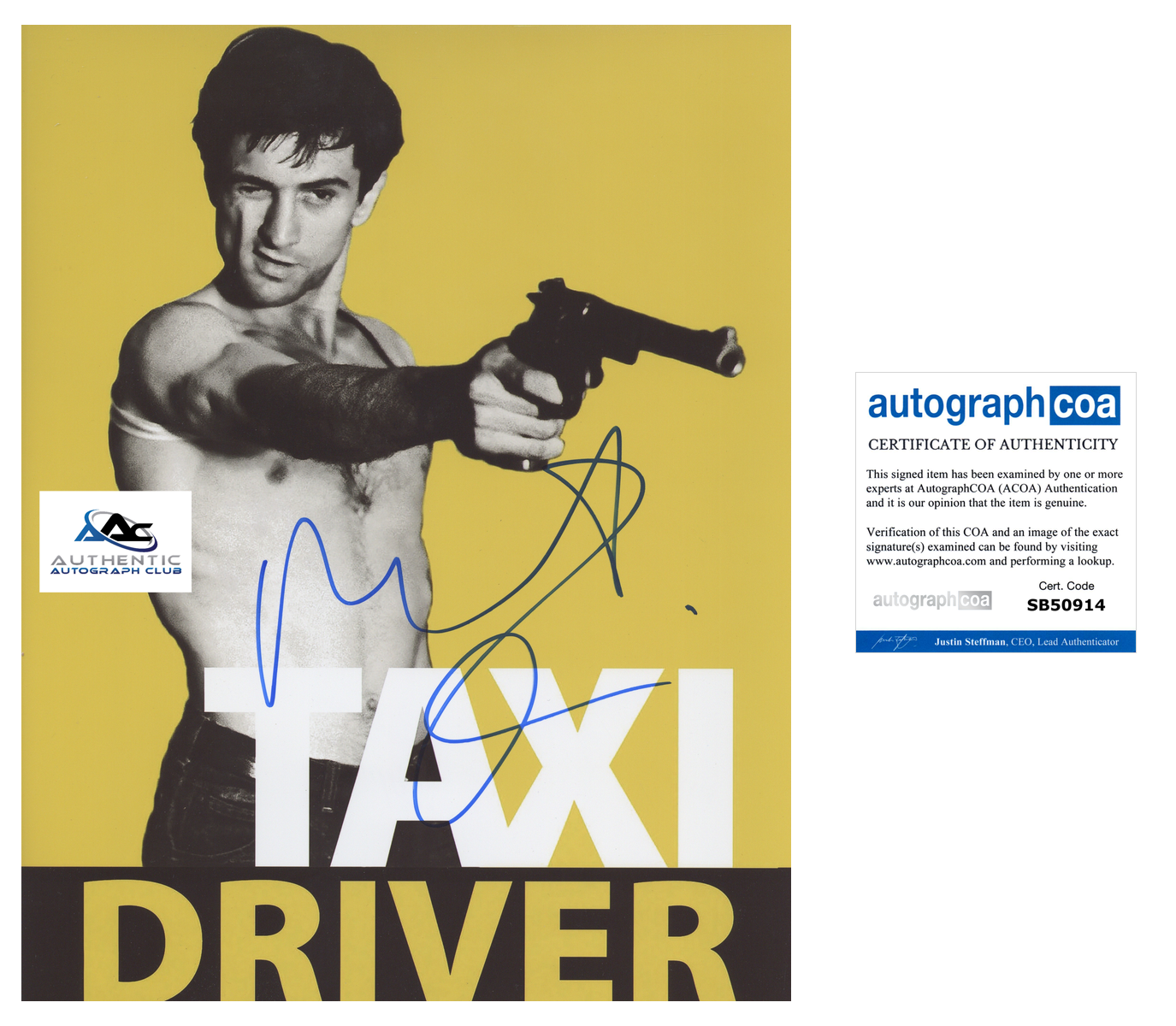 ROBERT DENIRO AUTOGRAPH SIGNED 11x14 PHOTO TAXI DRIVER ACOA