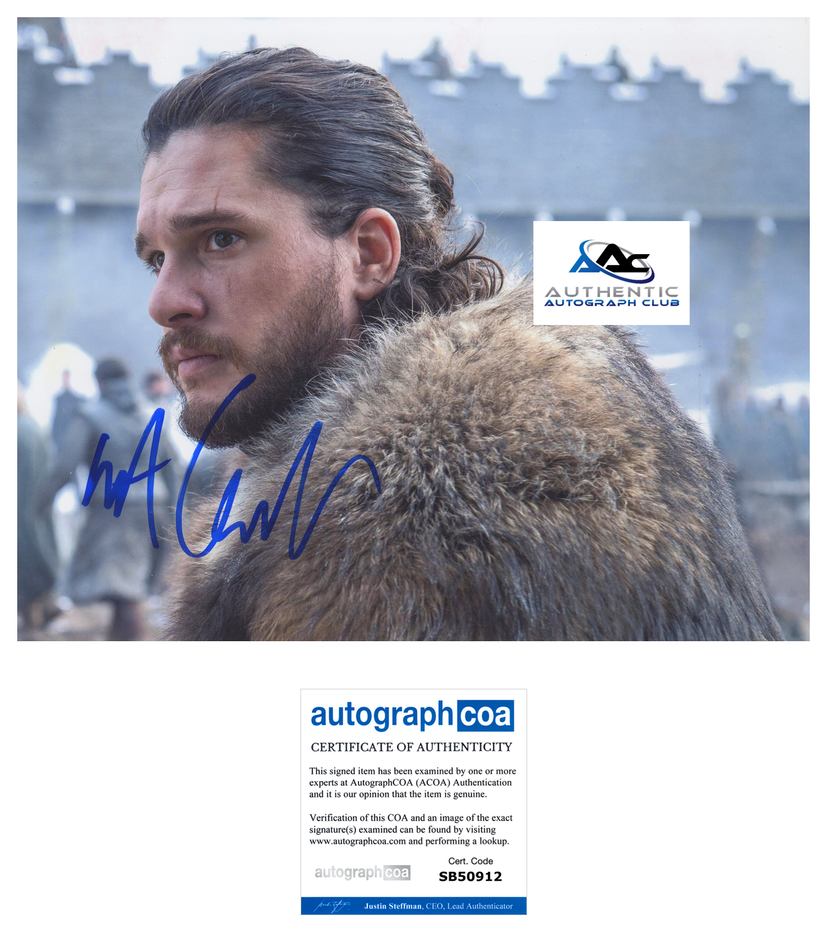 KIT HARINGTON AUTOGRAPH SIGNED 11x14 PHOTO GAME OF THRONES JON SNOW ACOA