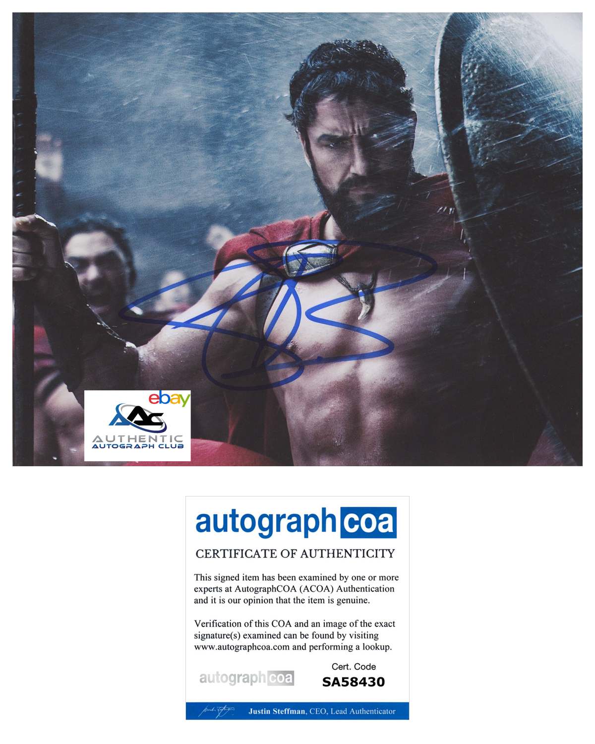 GERARD BUTLER AUTOGRAPH SIGNED 8X10 PHOTO ACOA