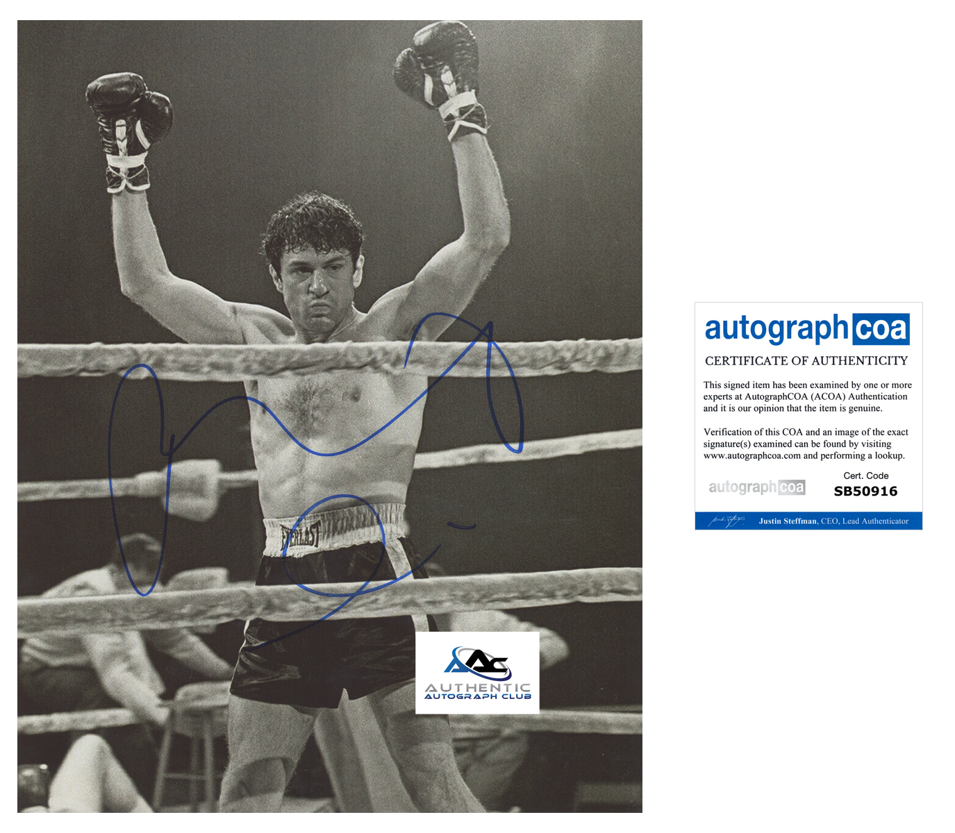 ROBERT DENIRO AUTOGRAPH SIGNED 11x14 PHOTO RAGING BULL ACOA