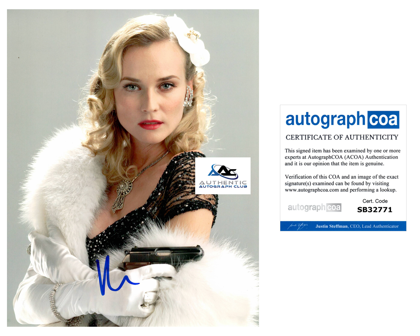 DIANE KRUGER AUTOGRAPH SIGNED 8X10 PHOTO INGLORIOUS BASTERDS ACOA