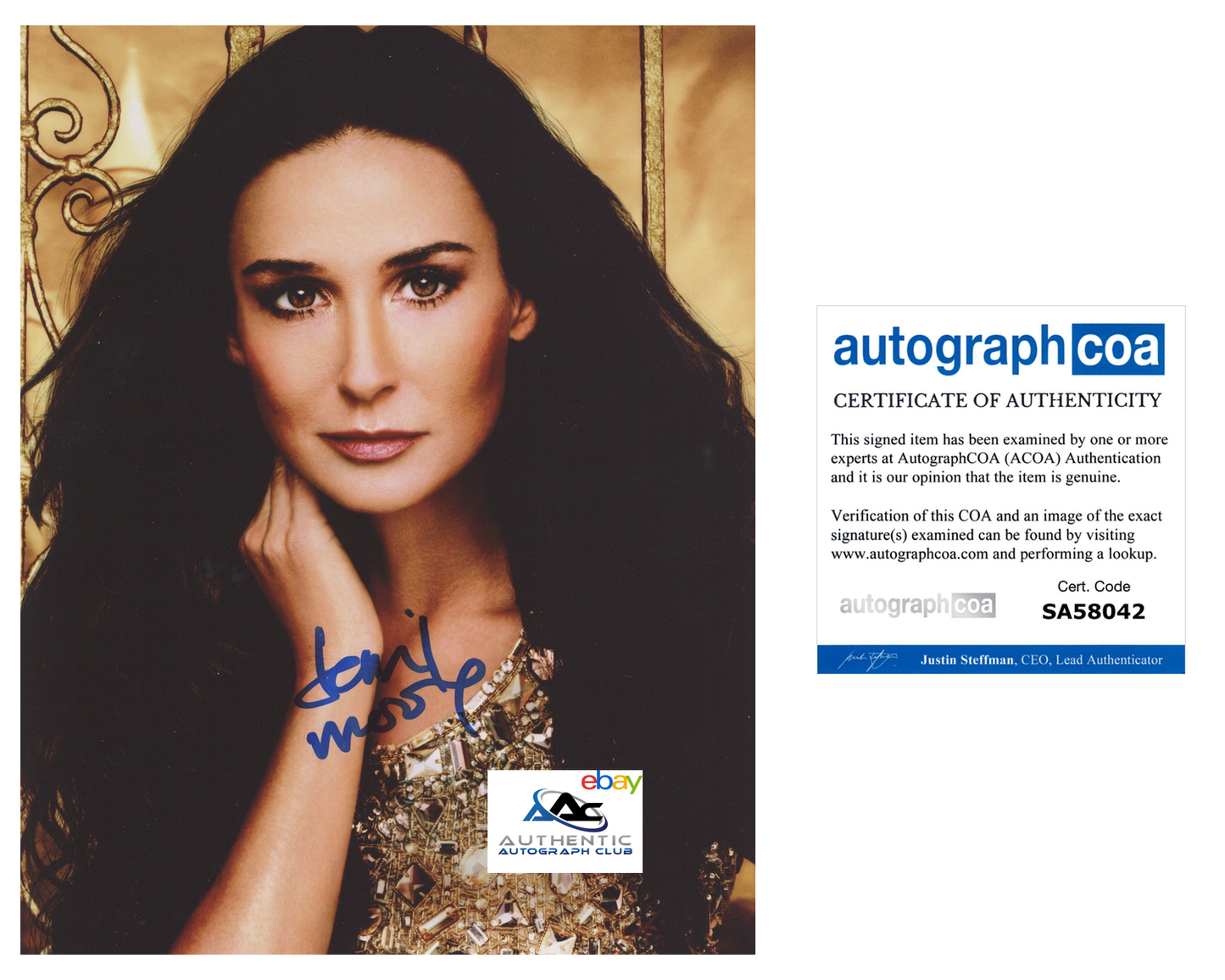 DEMI MOORE AUTOGRAPH SIGNED 8X10 PHOTO ACOA