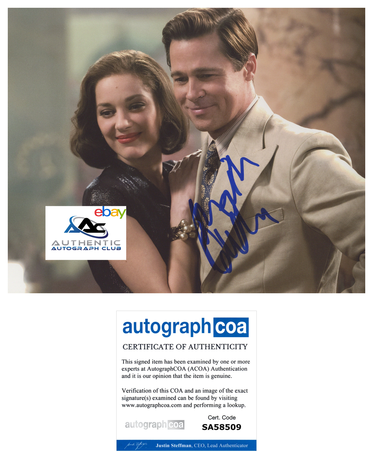 MARION COTILLARD AUTOGRAPH SIGNED 8x10 PHOTO ALLIED ACOA