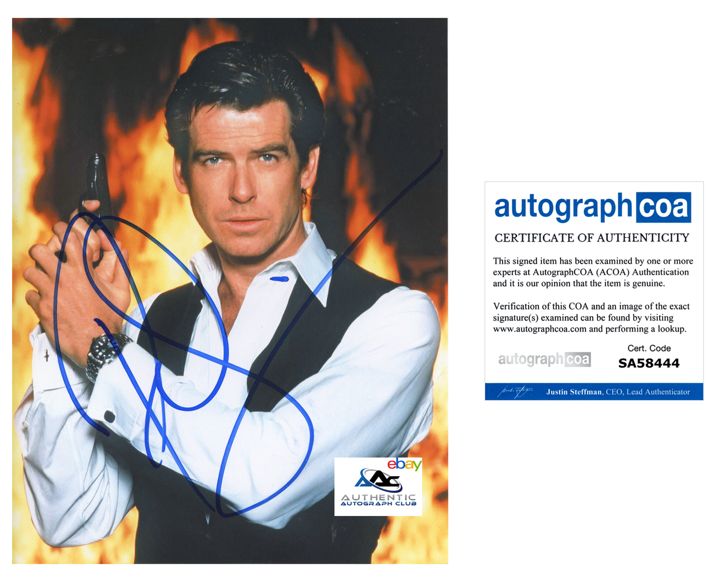 PIERCE BROSNAN AUTOGRAPH SIGNED 8x10 PHOTO JAMES BOND 007 ACOA