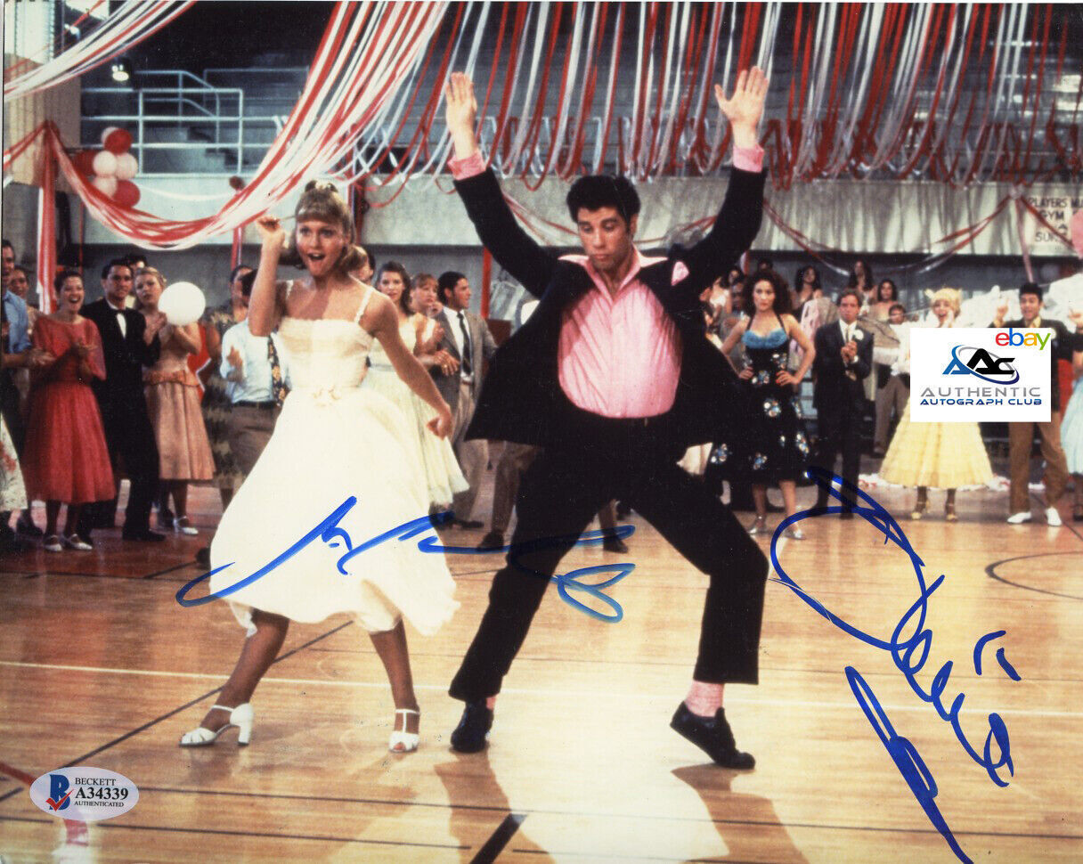 OLIVIA NEWTON JOHN AND JOHN TRAVOLATA AUTOGRAPH SIGNED 8x10 PHOTO GREASE BECKETT