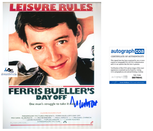 MATTHEW BRODERICK AUTOGRAPH SIGNED FERRIS BUELLER'S DAY OFF 8X10 PHOTO ACOA