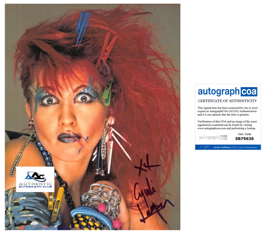 CYNDI LAUPER AUTOGRAPH SIGNED 8X10 PHOTO SINGER GIRLS JUST WANT TO HAVE FUN ACOA