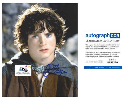 ELIJAH WOOD AUTOGRAPH SIGNED 8x10 PHOTO FRODO HOBBIT LORD OF THE RINGS ACOA COA