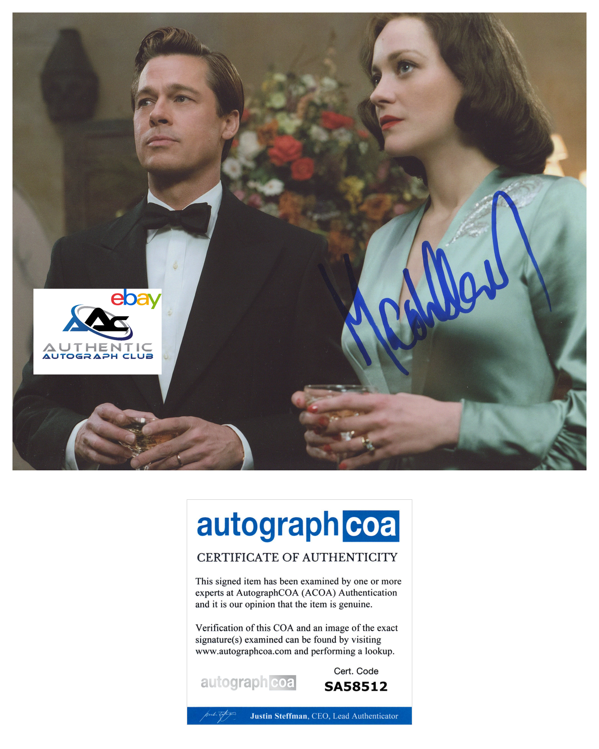 MARION COTILLARD AUTOGRAPH SIGNED 8x10 PHOTO ALLIED ACOA