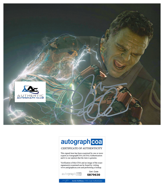 MARK RUFFALO AUTOGRAPH SIGNED 8x10 PHOTO THOR AVENGERS HULK INFINITY WAR ACOA