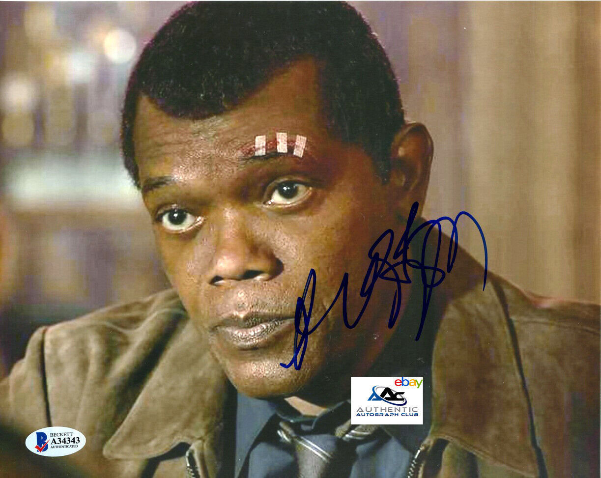 SAMUEL JACKSON AUTOGRAPH SIGNED 8x10 PHOTO AVENGERS CAPTAIN MARVEL BECKETT LOA