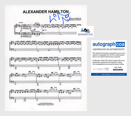 LIN MANUEL MIRANDA AUTOGRAPH SIGNED ALEXANDER HAMILTON SHEET MUSIC ACOA