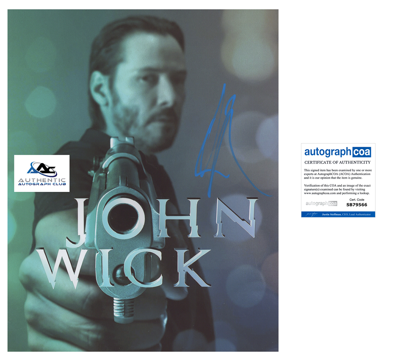 KEANU REEVES AUTOGRAPH SIGNED 11x14 PHOTO JOHN WICK ACOA