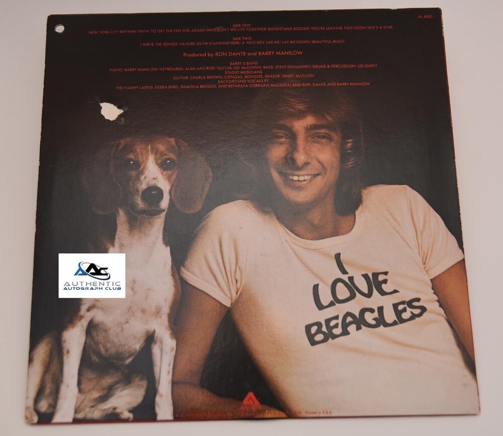 BARRY MANILOW AUTOGRAPH SIGNED TRYIN' TO GET THE FEELING ALBUM VINYL LP COA