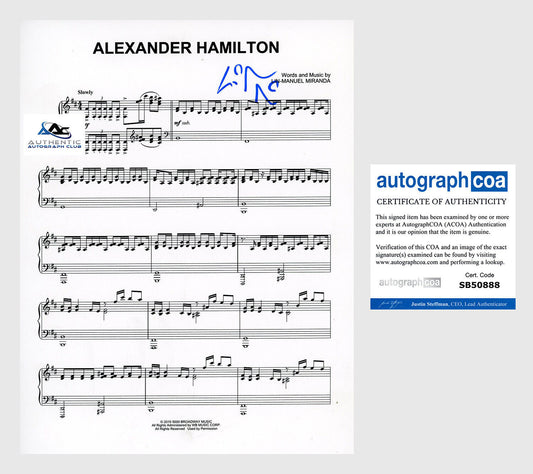 LIN MANUEL MIRANDA AUTOGRAPH SIGNED ALEXANDER HAMILTON SHEET MUSIC ACOA