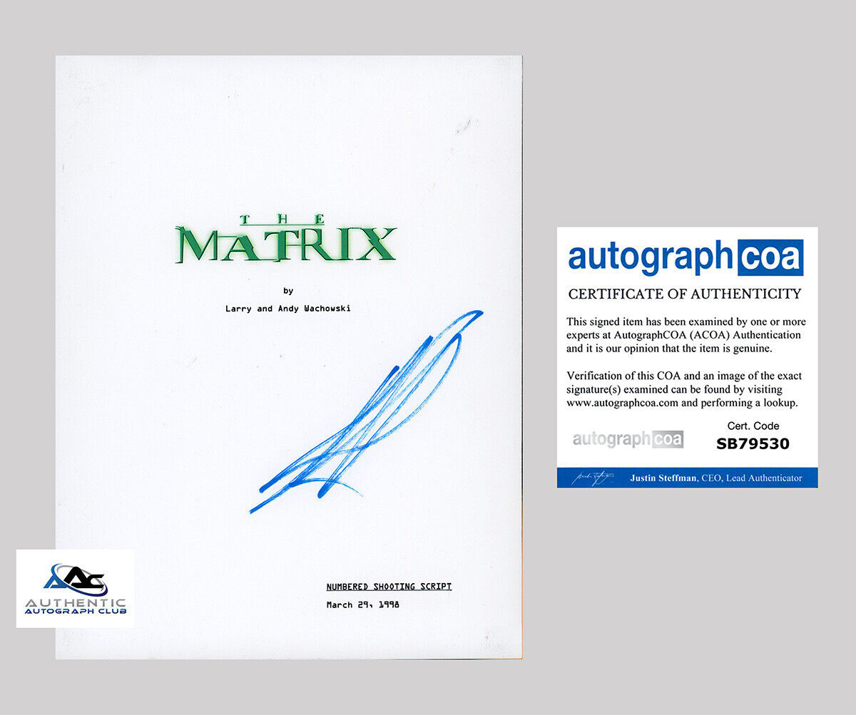 KEANU REEVES AUTOGRAPH SIGNED THE MATRIX MOVIE SCRIPT ACOA COA